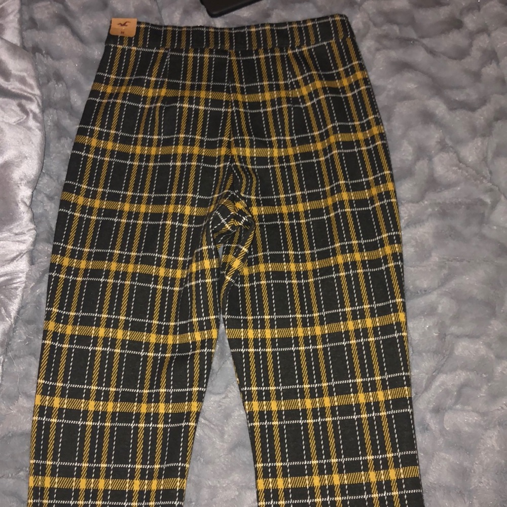 yellow and black plaid high-waisted  pants